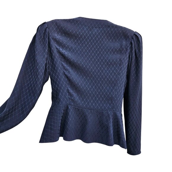 1980s Emanuel Ungaro Parelle Paris Black Silk Jacquard Peplum Jacket w/ Big Shou - Picture 4 of 13